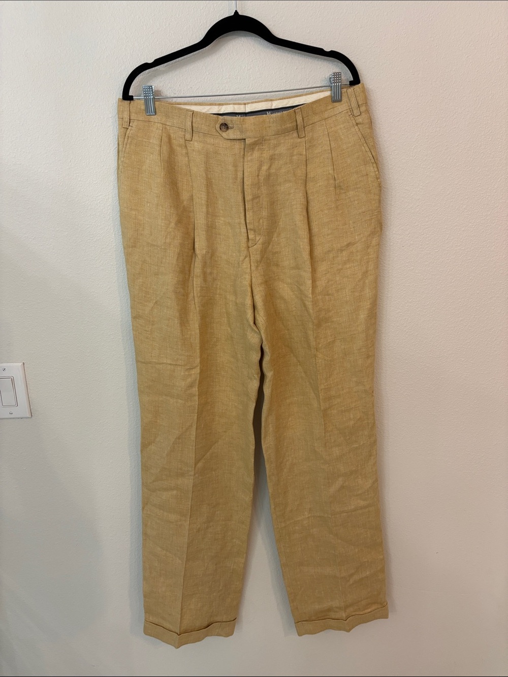 Hickey Freeman Light Tan Linen Blend Chinos